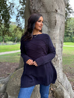 Navy Wave Detail Knit Darcie